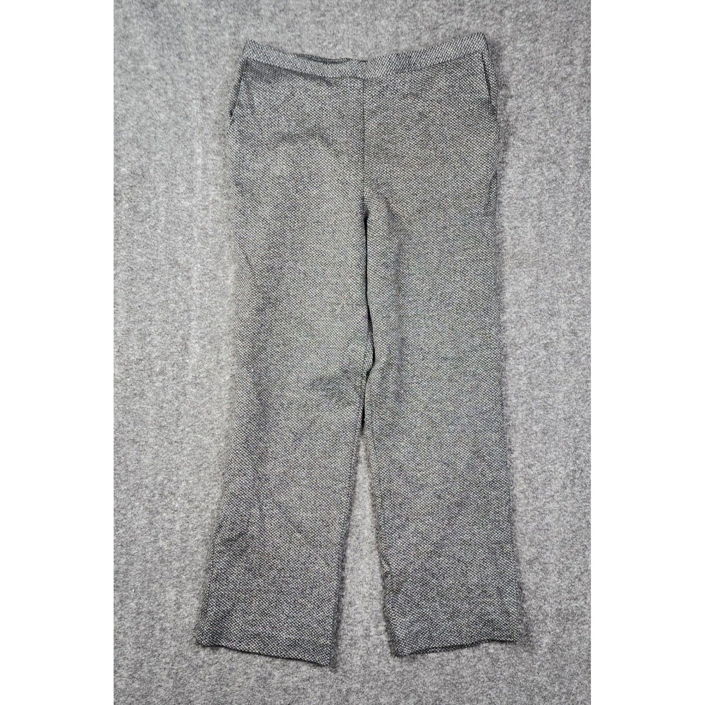 Alfred Dunner Pull On Pants Women 14 Black White Textured Knit Straight Leg